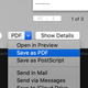 Saving PDFs from the print dialog in macOS.